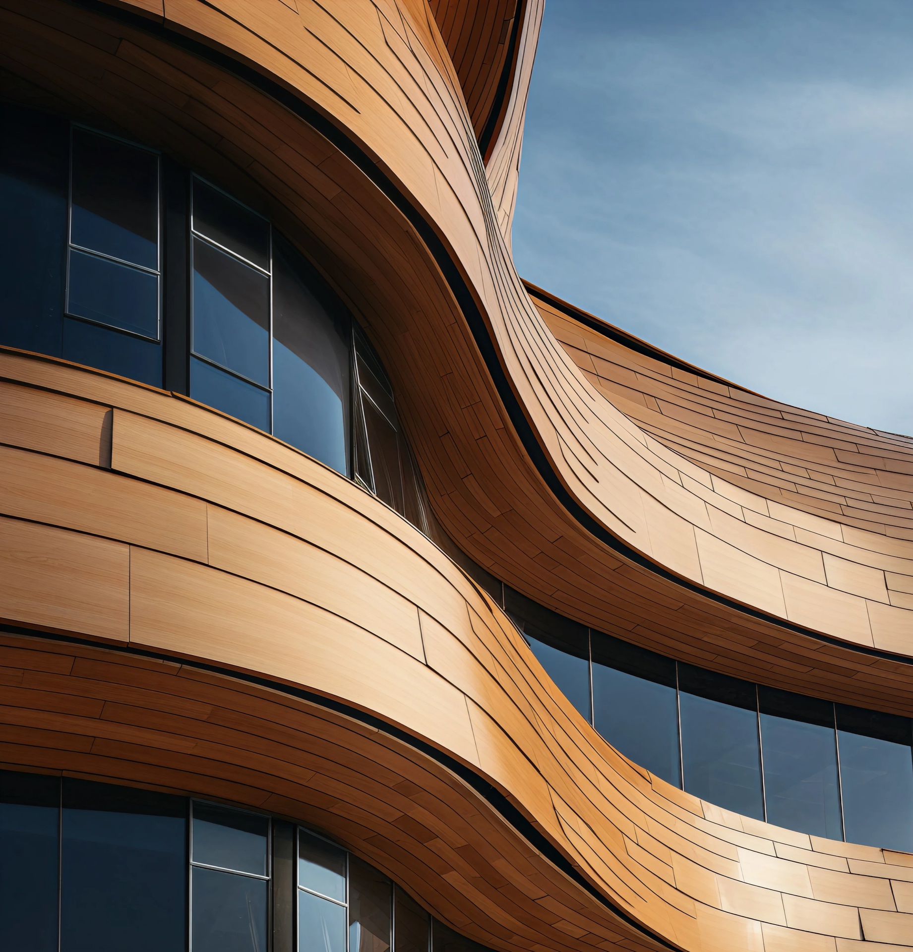 Curved timber-clad architecture