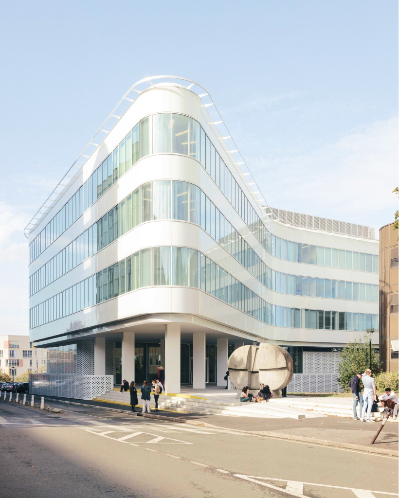 Curved white office building